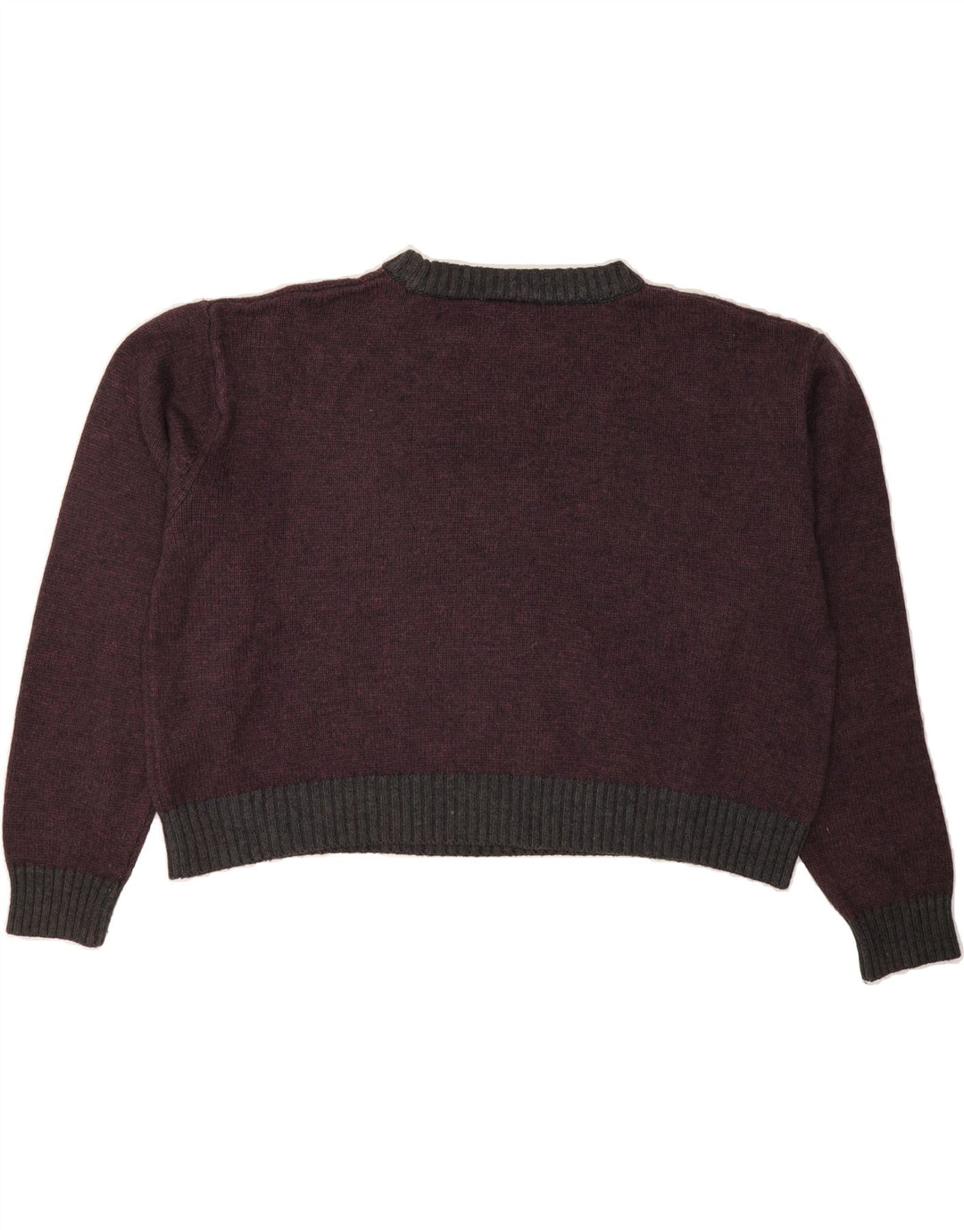 ELLESSE Womens Crop Crew Neck Jumper Sweater UK 14 Medium Burgundy Vintage Ellesse and Second-Hand Ellesse from Messina Hembry 