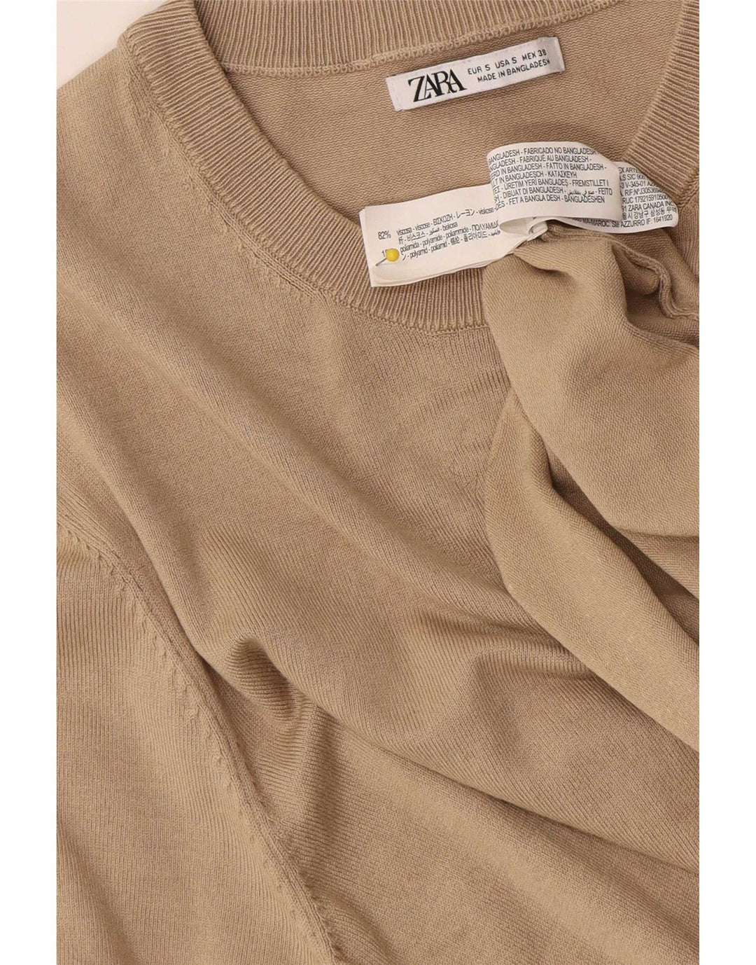 Zara Herre T-Shirt Top Lille Beige Viscose