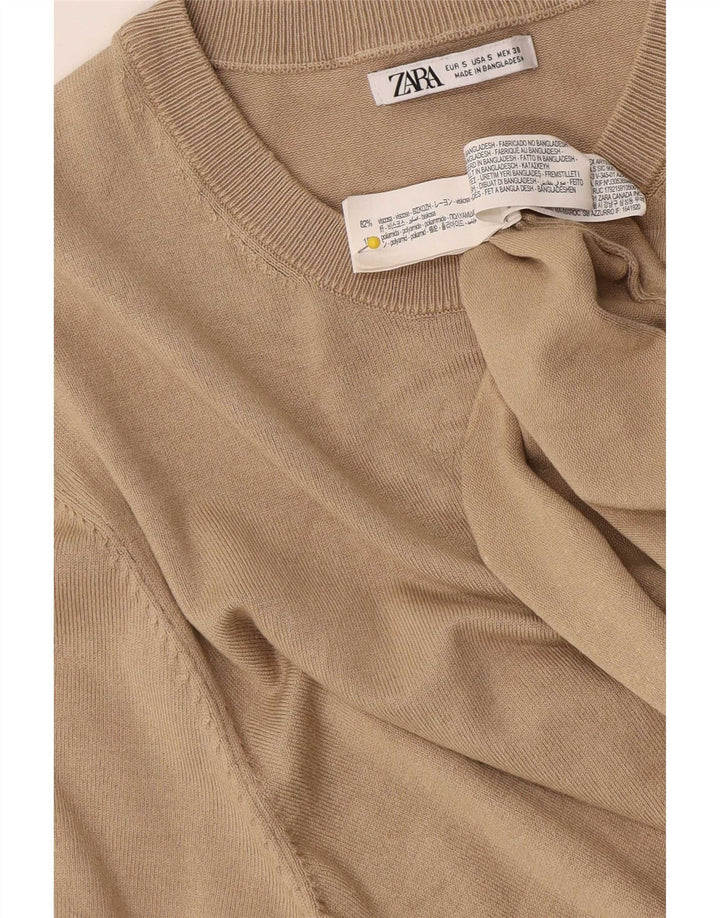 Zara Herre T-Shirt Top Lille Beige Viscose