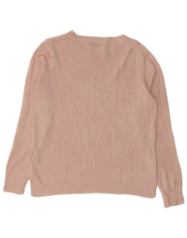Marks & Spencer Dame Boat Neck Jumper Sweater UK 14 Medium Pink Akryl