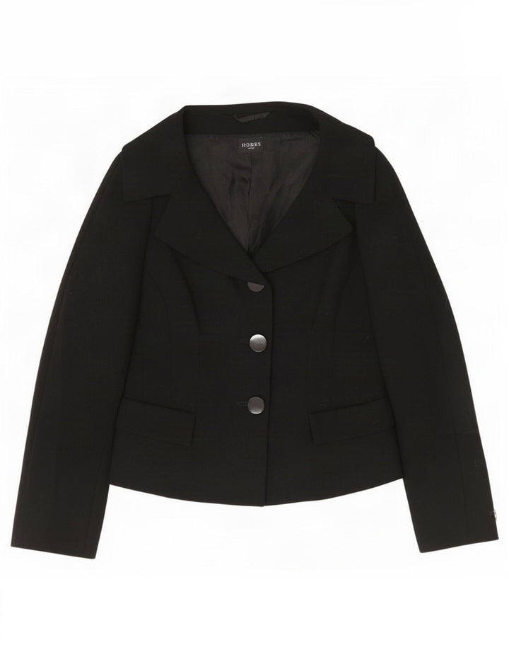 Hobbs Dame Crop 3-knaps blazerjakke UK 10 Lille sort uld