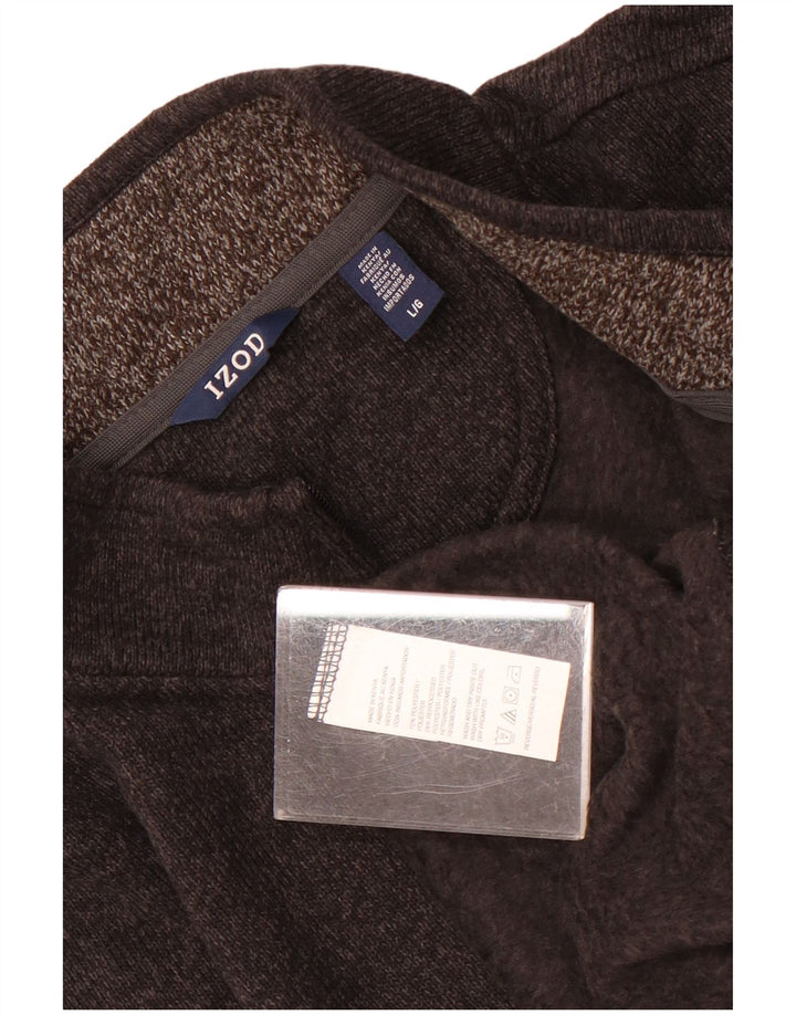 Izod Herre Zip Neck Jumper Sweater Stor Grå Polyester