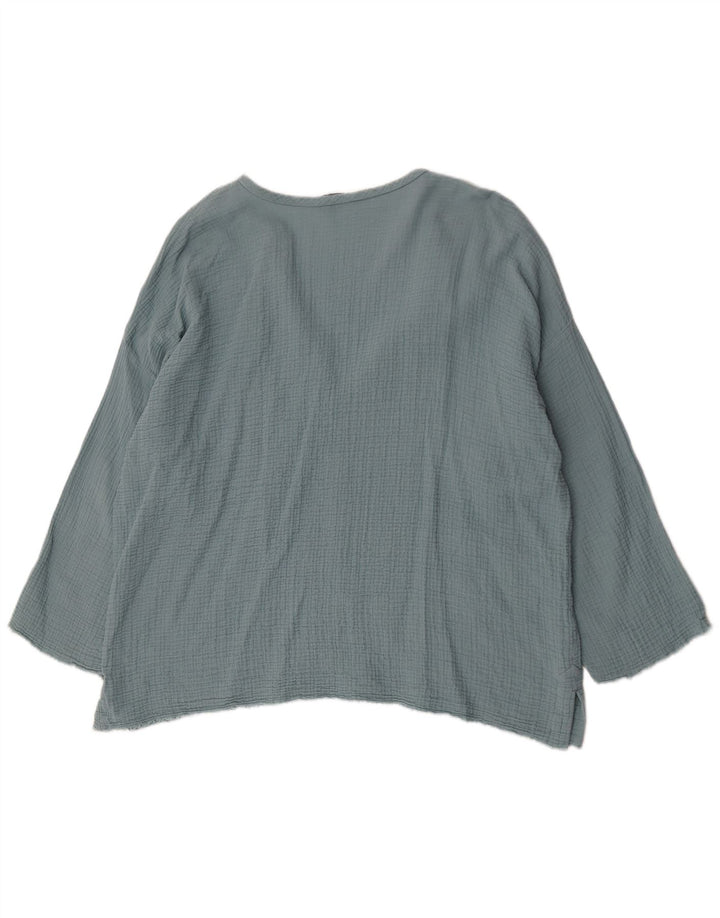 Zara Dame Oversized Tunika Top UK 18 XL Blå Bomuld