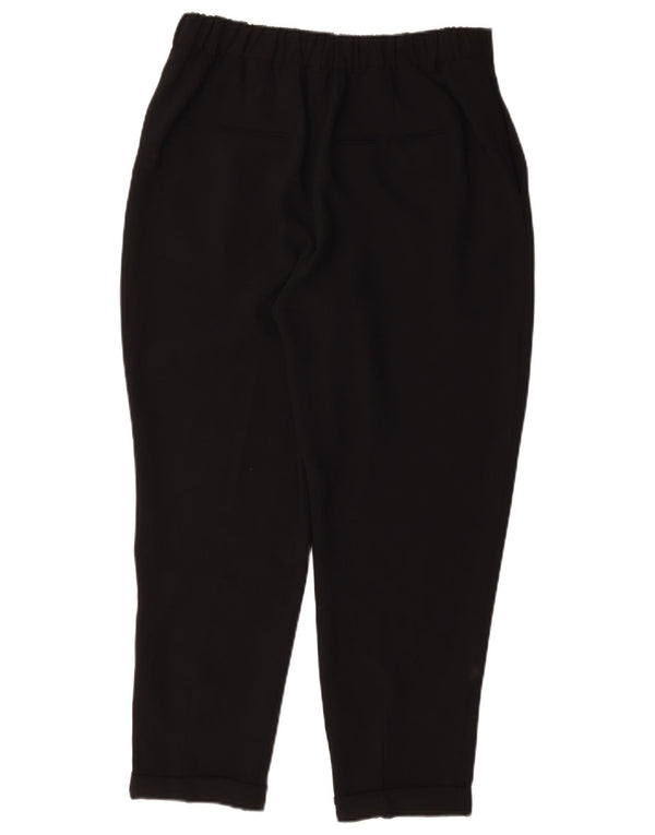 Zara Womens High Waist Cropped Trousers Large W32 L25 Black Polyester
