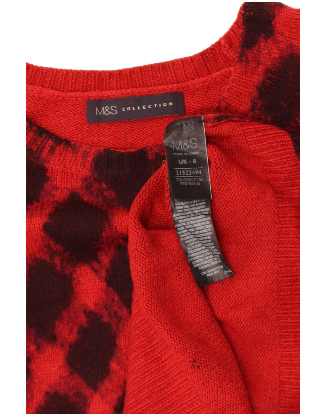 Marks & Spencer Dame Boat Neck Jumper Sweater UK 8 Small Red
