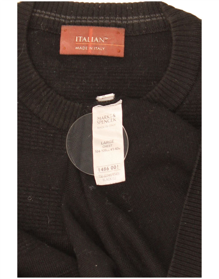 Marks & Spencer Herre sweater med rund hals, stor sort akryl