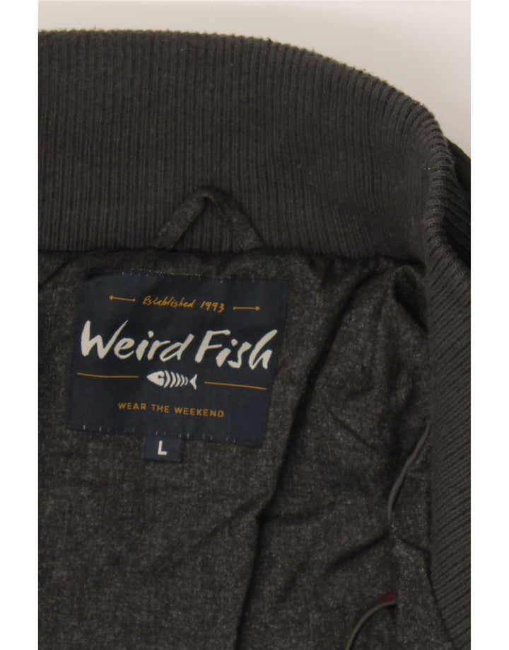 WEIRD FISH Mens Padded Jacket UK 40 Large Grey Colourblock Polyester Vintage Weird Fish and Second-Hand Weird Fish from Messina Hembry 