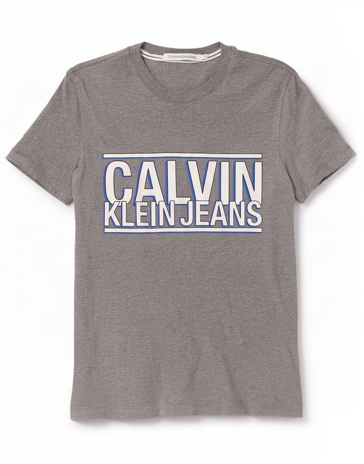 Calvin Klein Jeans Herre grafisk T-shirt Top Lille grå bomuld