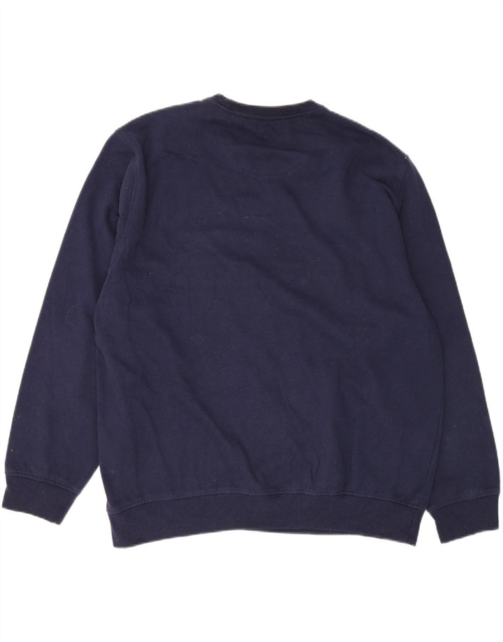 IZOD Mens Sweatshirt Jumper 2XL Navy Blue Colourblock Cotton Vintage Izod and Second-Hand Izod from Messina Hembry 