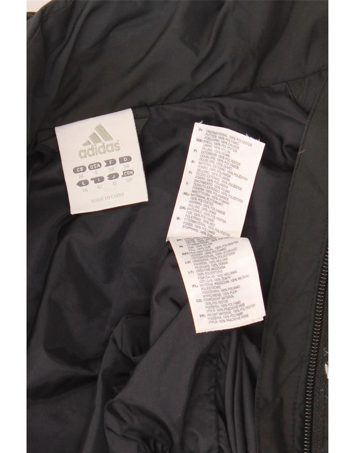 ADIDAS Dame Oversized hættepolstret jakke UK 10 Lille sort polyester