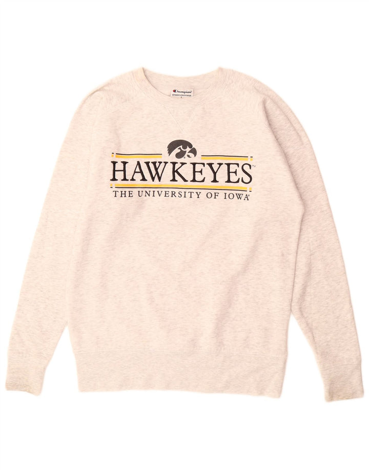 CHAMPION Mens Iowa Hawkeyes Graphic Sweatshirt Jumper Small Grey Flecked
