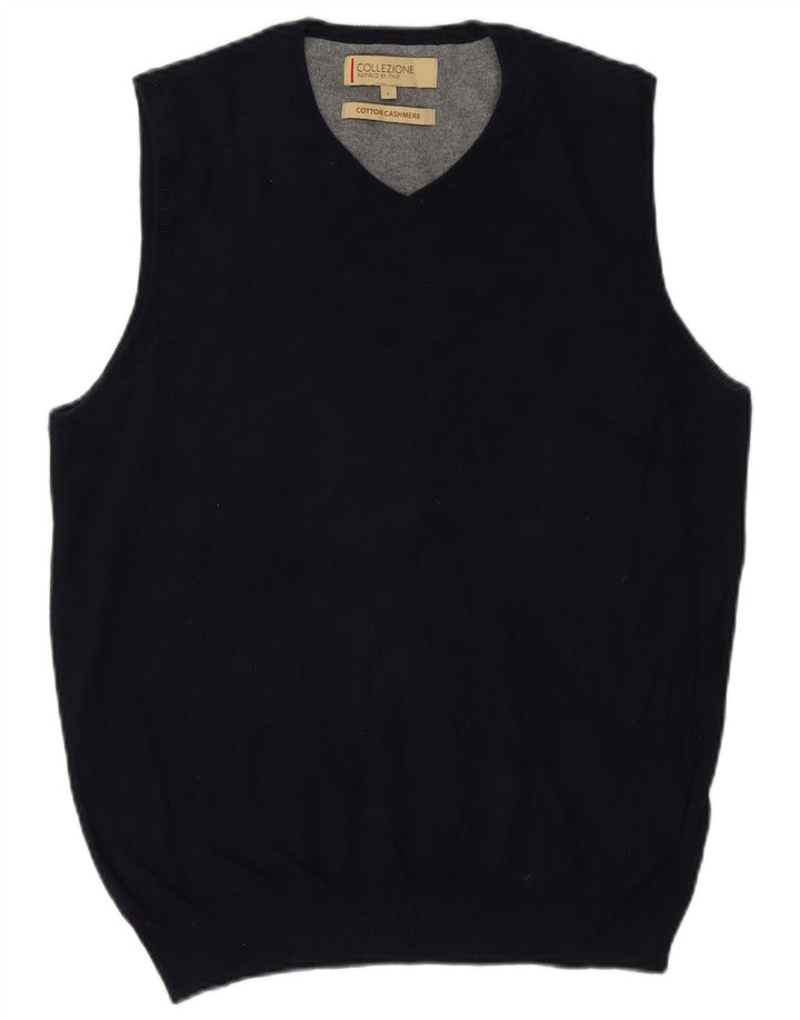Vintage herrevest tanktop lille marineblå bomuld
