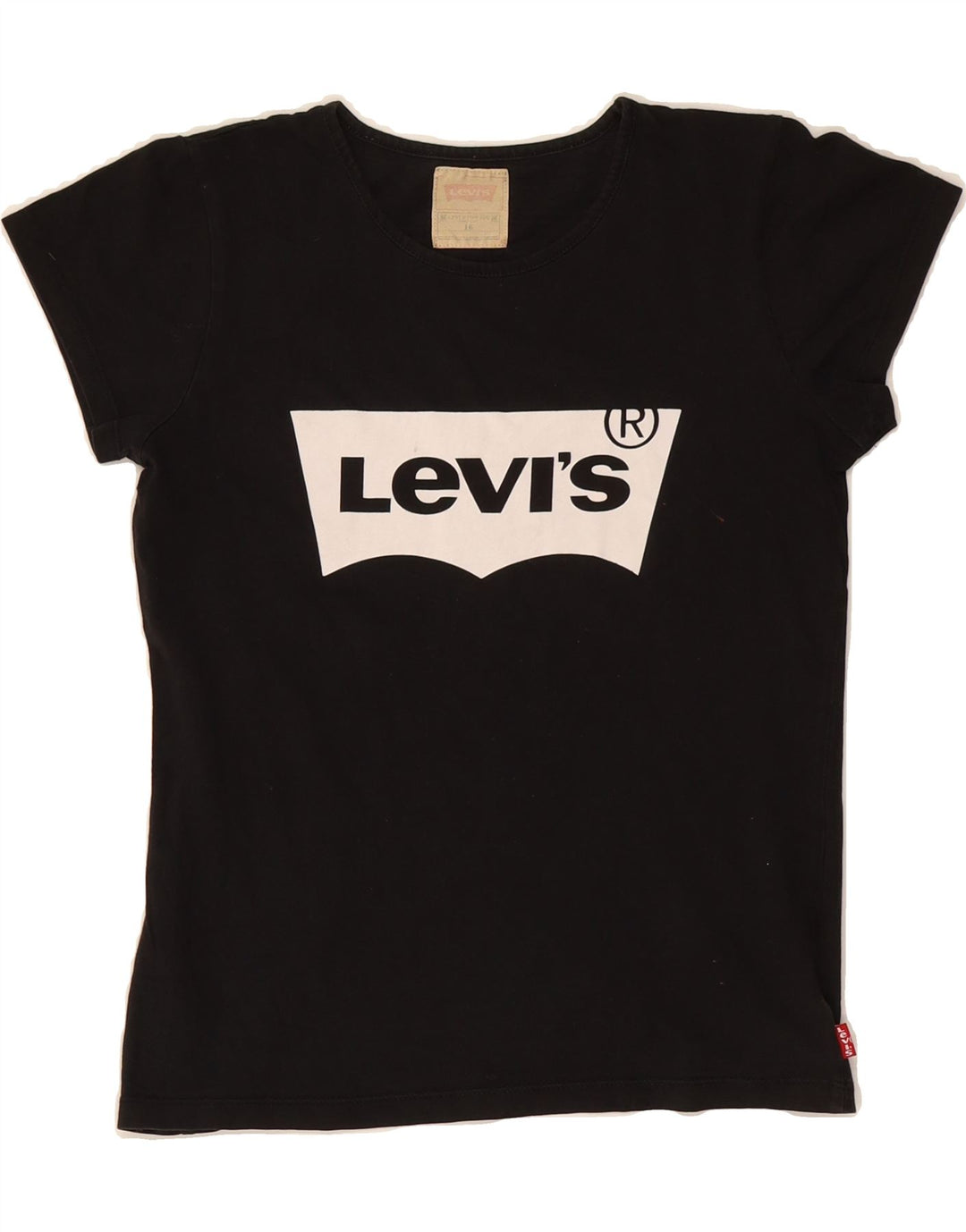 LEVI'S Girls Graphic T-Shirt Top 15-16 Years Black Vintage Levi's and Second-Hand Levi's from Messina Hembry 