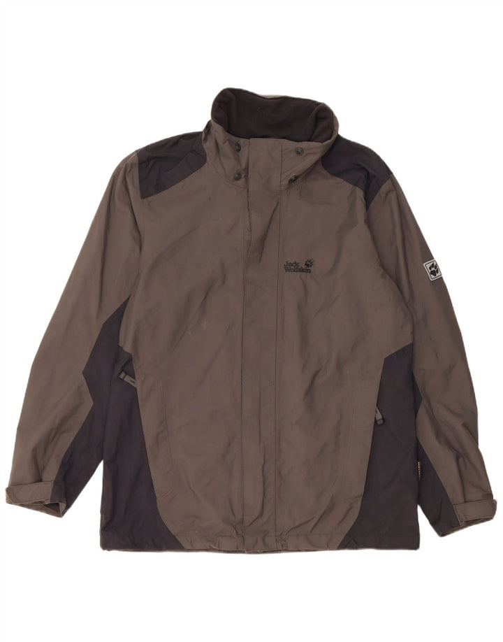 Jack Wolfskin Regnjakke til mænd UK 36/38 Medium Grey Colourblock Polyamid