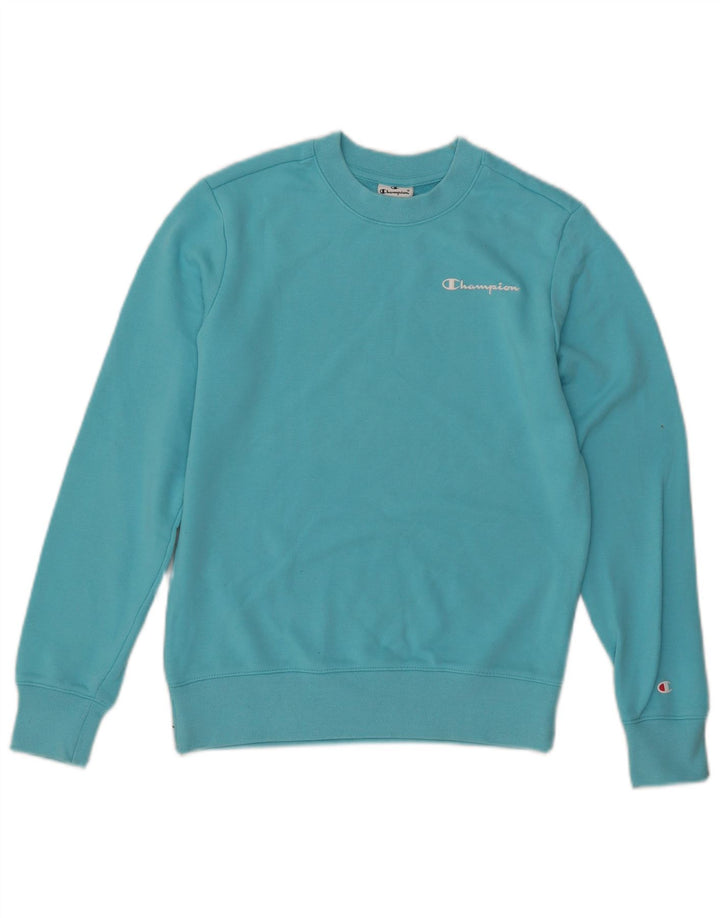 CHAMPION Dame Oversized Sweatshirt Jumper UK 6 XS Blå Bomuld