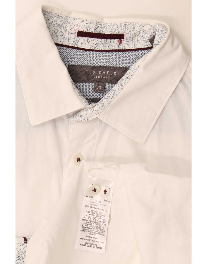 Ted Baker Herre formel skjorte størrelse 15 Medium hvid bomuld
