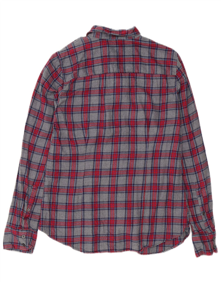 J. Crew Dame Flanell Shirt UK 10 Small Grey Ternet Bomuld