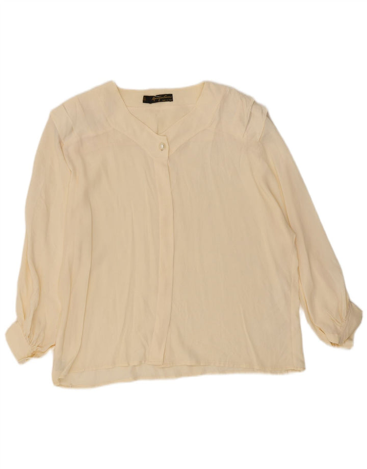 Mario Pucci Cecconi skjortebluse med 3/4 ærmer til kvinder IT 46 Large Off White