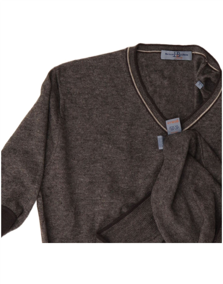Harmont & Blaine Herre V-hals trøje Sweater Large Grå Flecked Wool