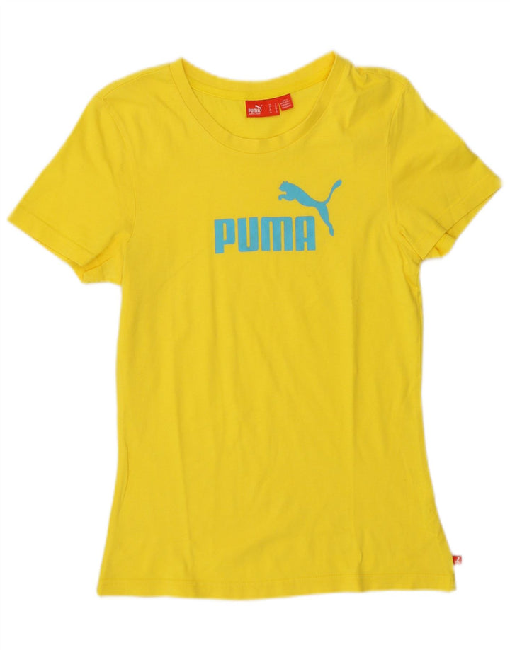 Puma Grafisk T-Shirt Top UK 10 Lille Gul