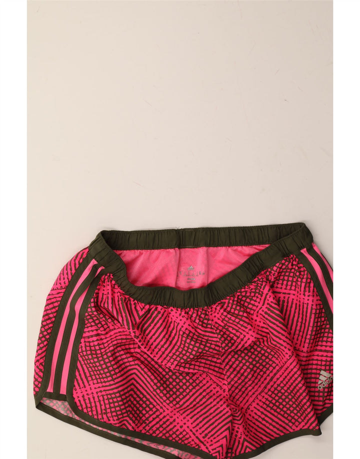 ADIDAS Womens Climalite Sport Shorts UK 12/14 Medium  Pink Check Polyester Vintage Adidas and Second-Hand Adidas from Messina Hembry 