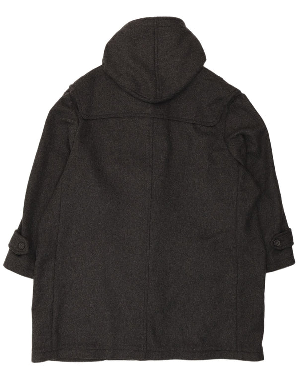 Vintage Herre Loose Fit Hooded Duffel Coat UK 50 4XL Grå Uld