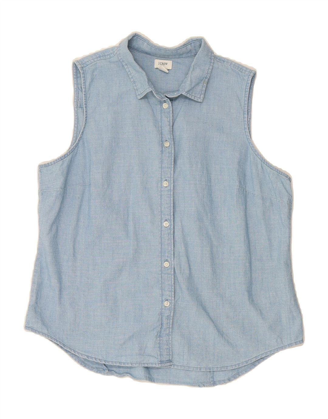 J. CREW Womens Sleeveless Shirt UK 16 Large Blue Cotton Vintage J. Crew and Second-Hand J. Crew from Messina Hembry 