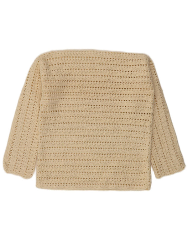 Vintage Dame Boat Neck Jumper Sweater UK 14 Medium Off White