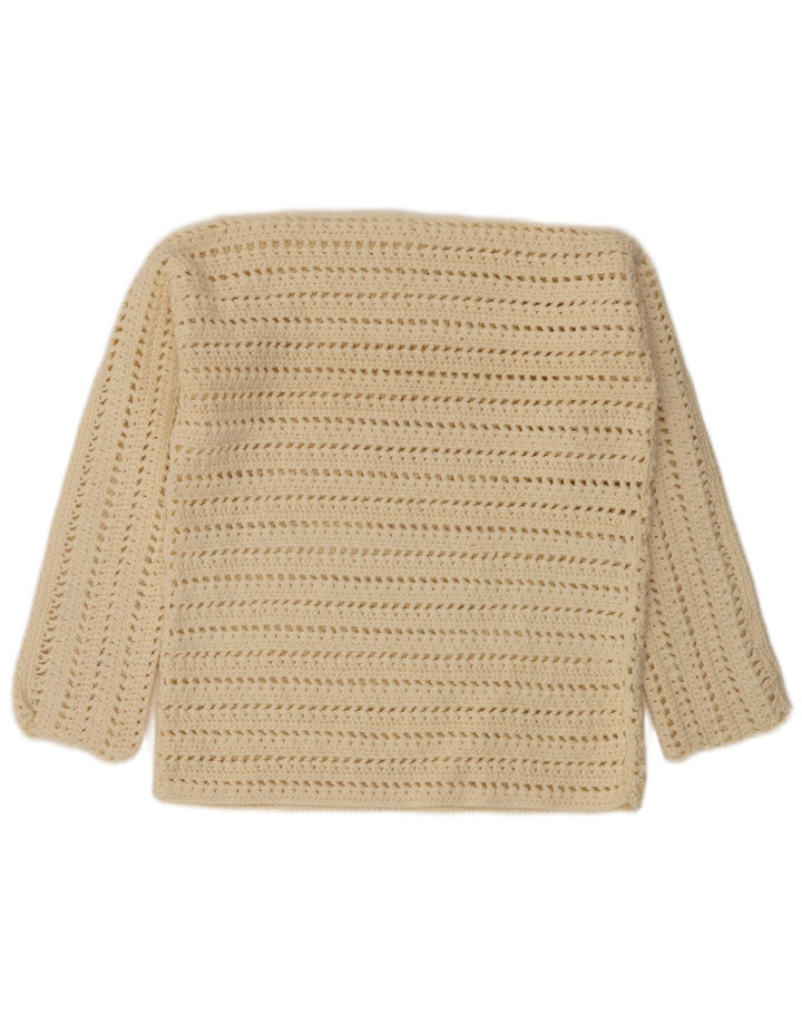 Vintage Dame Boat Neck Jumper Sweater UK 14 Medium Off White