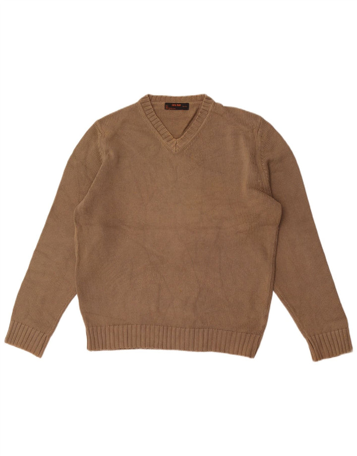 Zara Herre V-hals sweater Medium Brun Bomuld