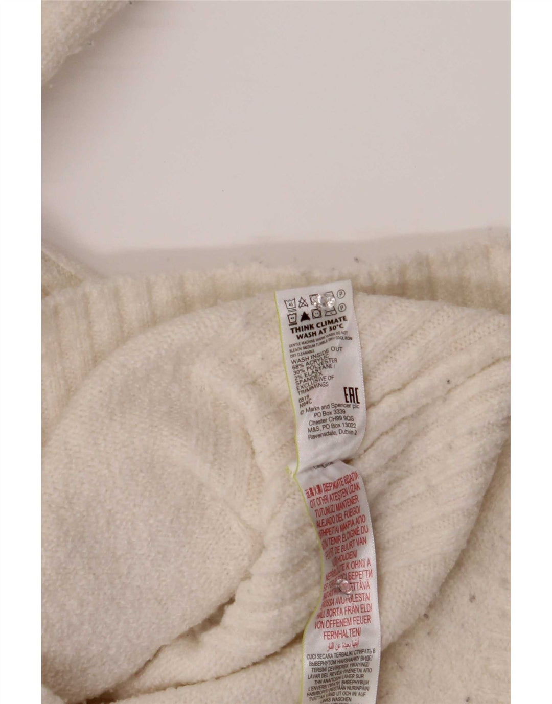 Marks & Spencer Dame Oversized rullehals sweater UK 10 Small White