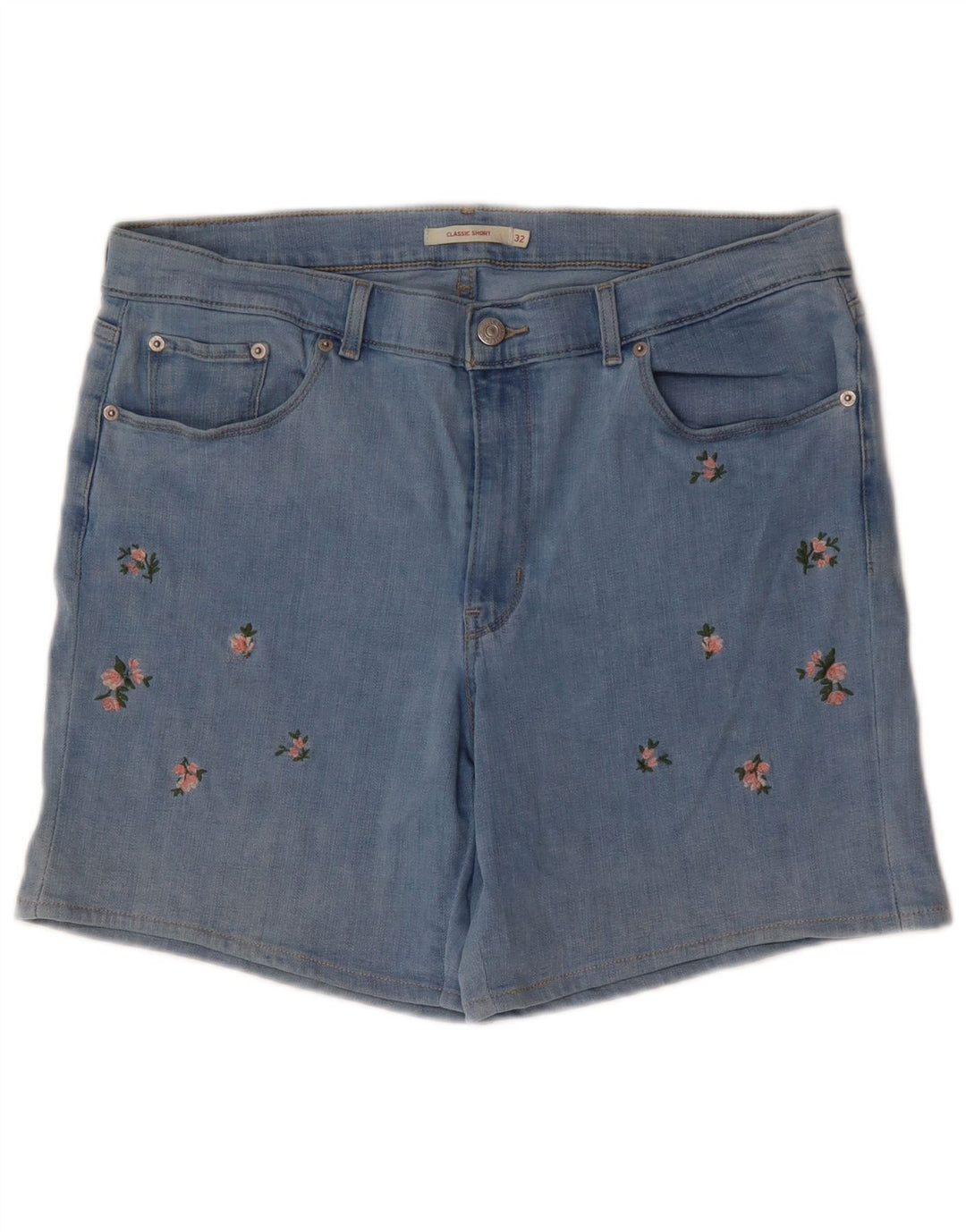 LEVI'S Klassiske denimshorts til kvinder W32 Large Blue Floral Bomuld