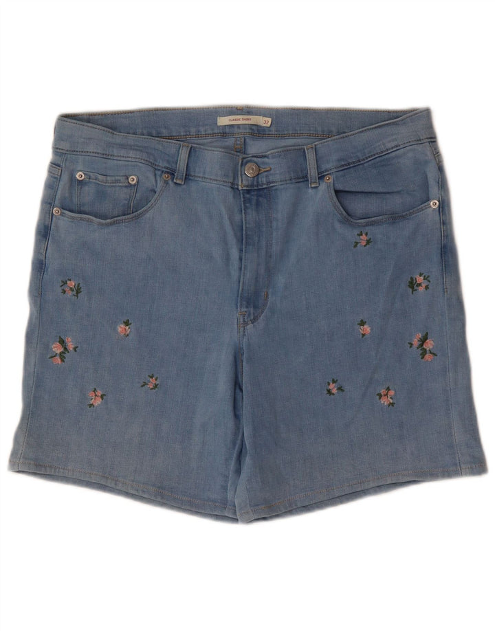 LEVI'S Klassiske denimshorts til kvinder W32 Large Blue Floral Bomuld