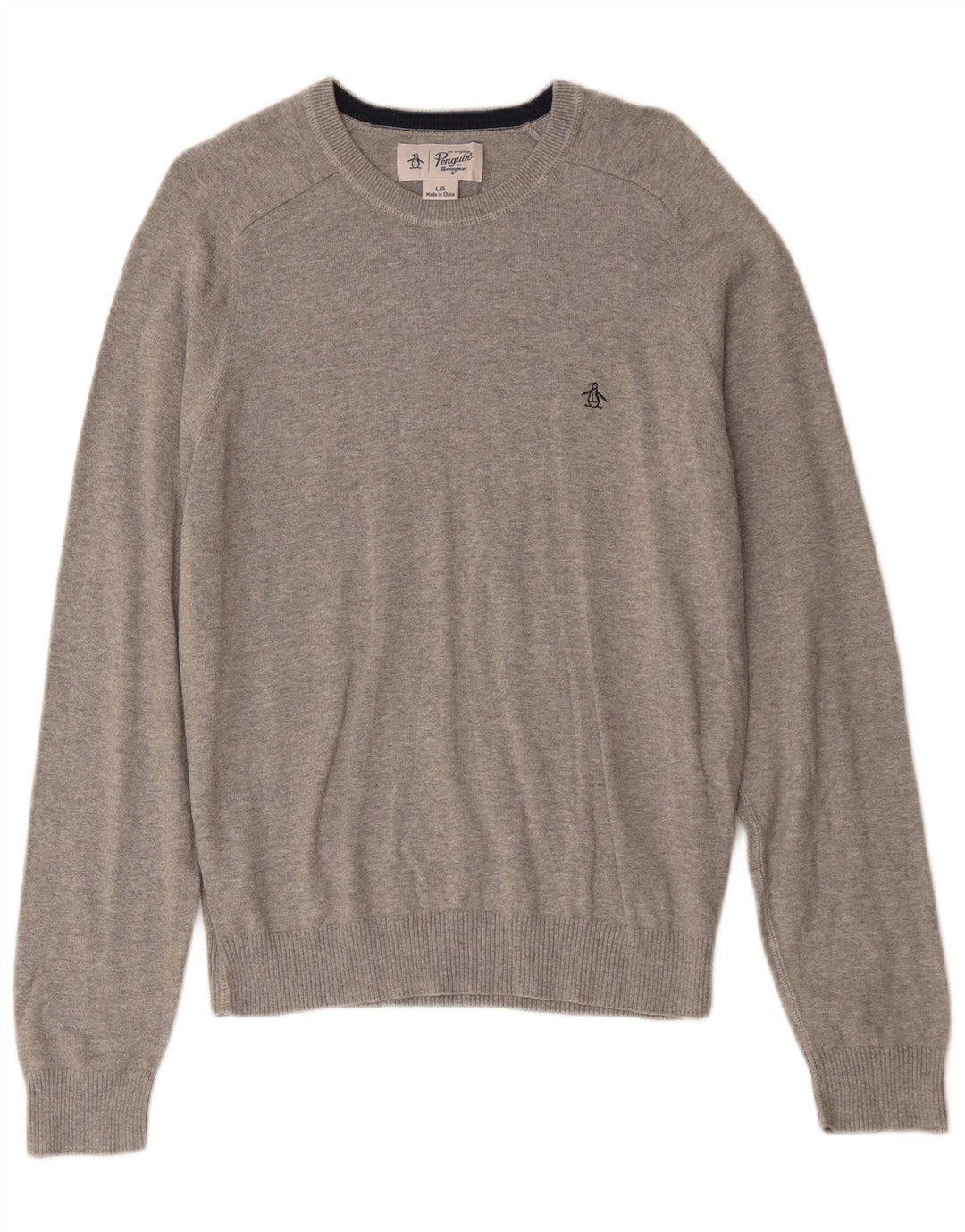Penguin Herre Boat Neck Jumper Sweater Stor Grå Bomuld