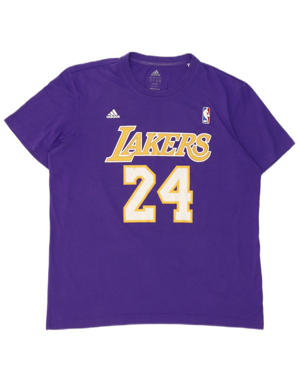 Adidas Herre Lakers Grafisk T-Shirt Top XL Lilla
