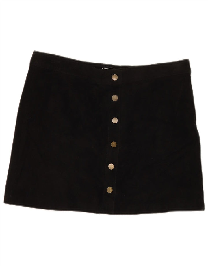 Pimkie Dame Ruskind Mini Nederdel IT 44 Medium W30 Sort Læder