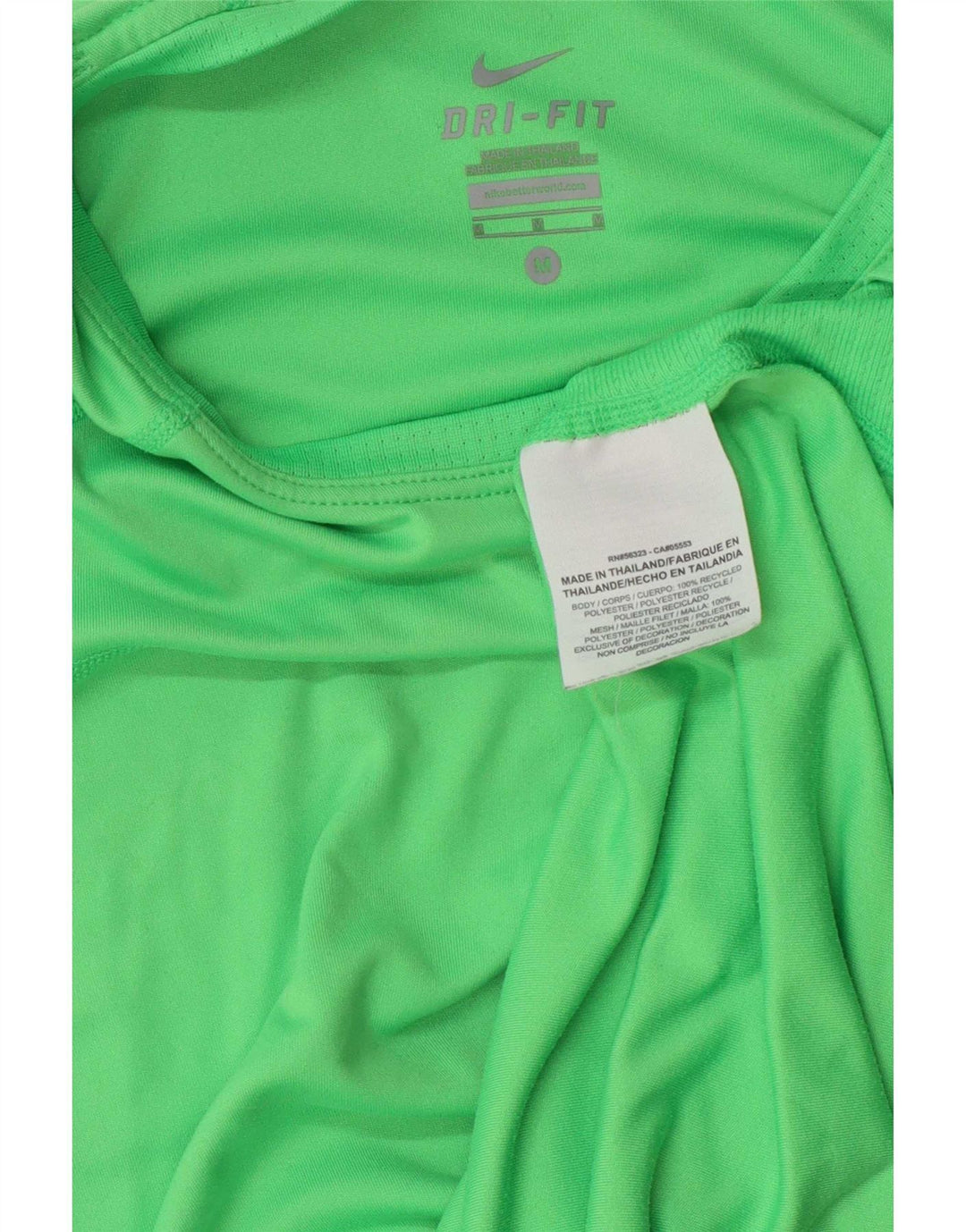 Nike Dame Dri Fit T-Shirt Top UK 12 Medium Green Polyester