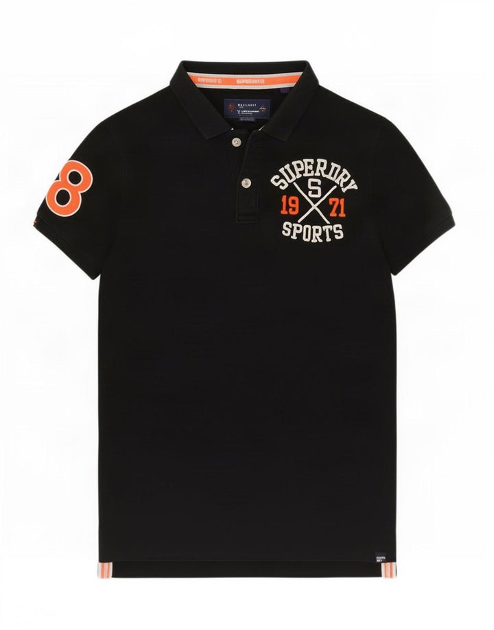 Superdry grafisk poloshirt til mænd, stor sort