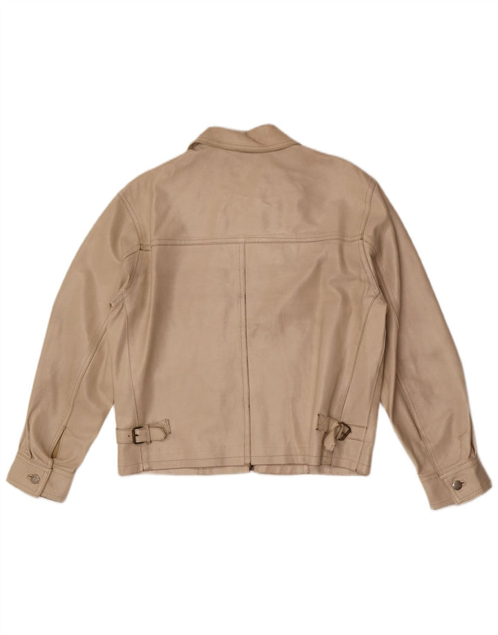 Pinko Dame Læderjakke IT 42 Medium Beige