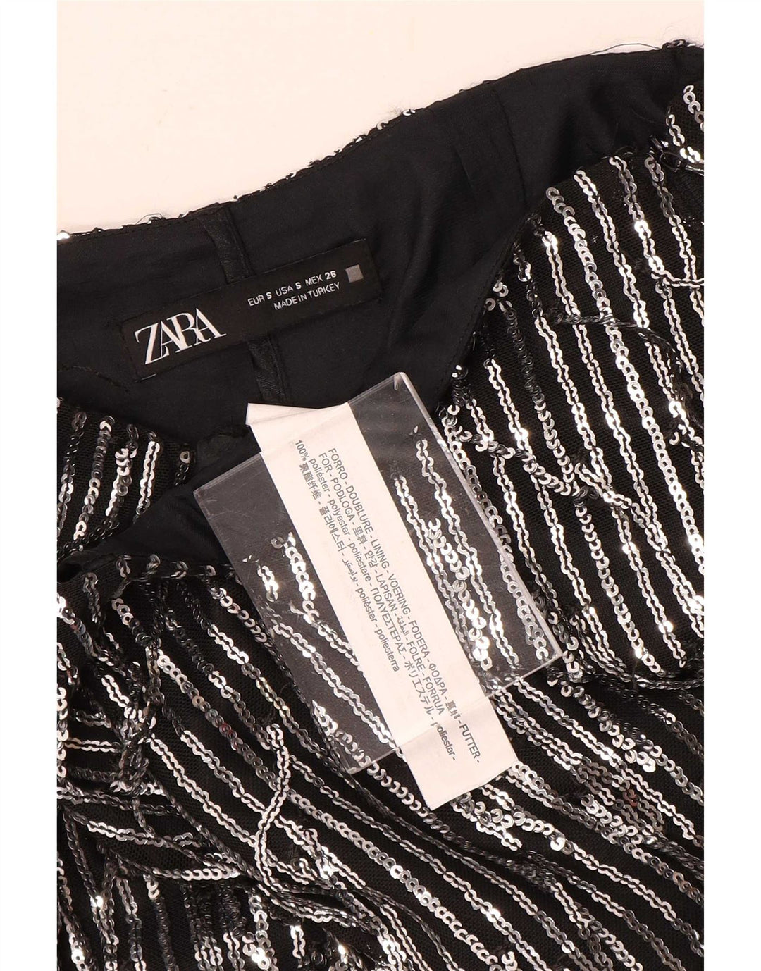 Zara Mini-nederdel til kvinder Small W26 sortstribet polyester