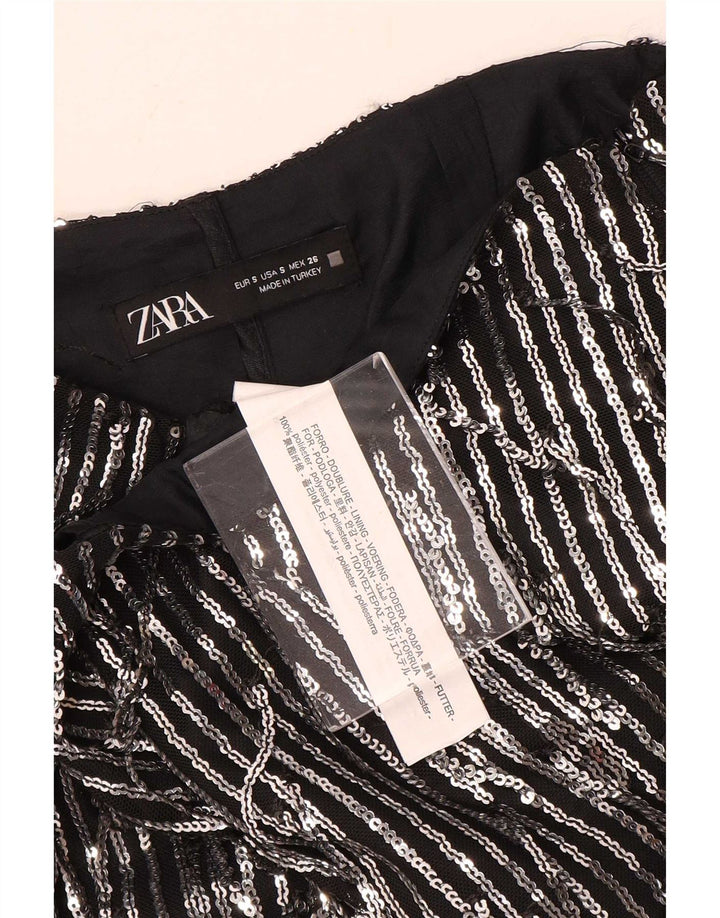 Zara Mini-nederdel til kvinder Small W26 sortstribet polyester