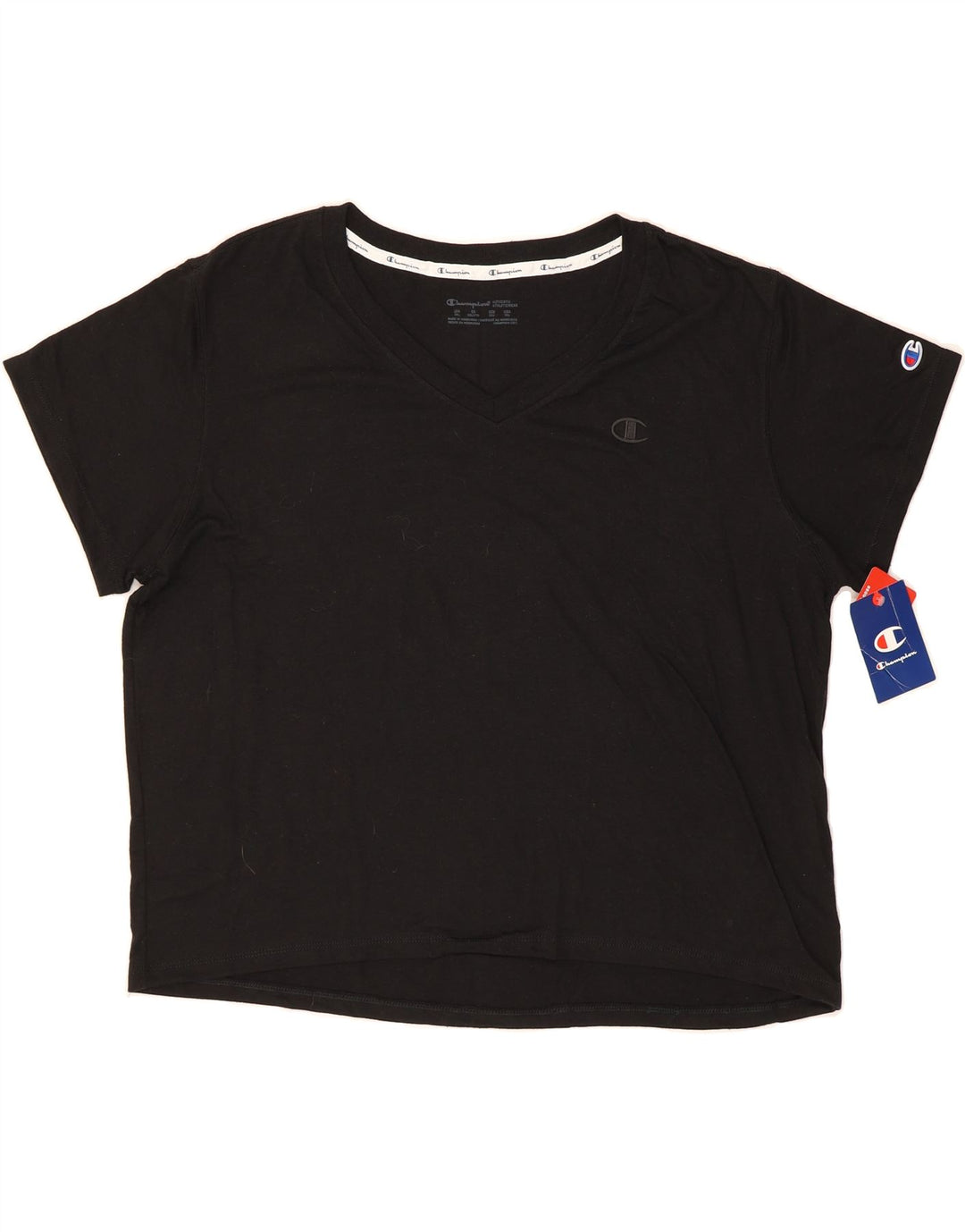 CHAMPION Womens T-Shirt Top UK 20 2XL Black Polyester Vintage Champion and Second-Hand Champion from Messina Hembry 