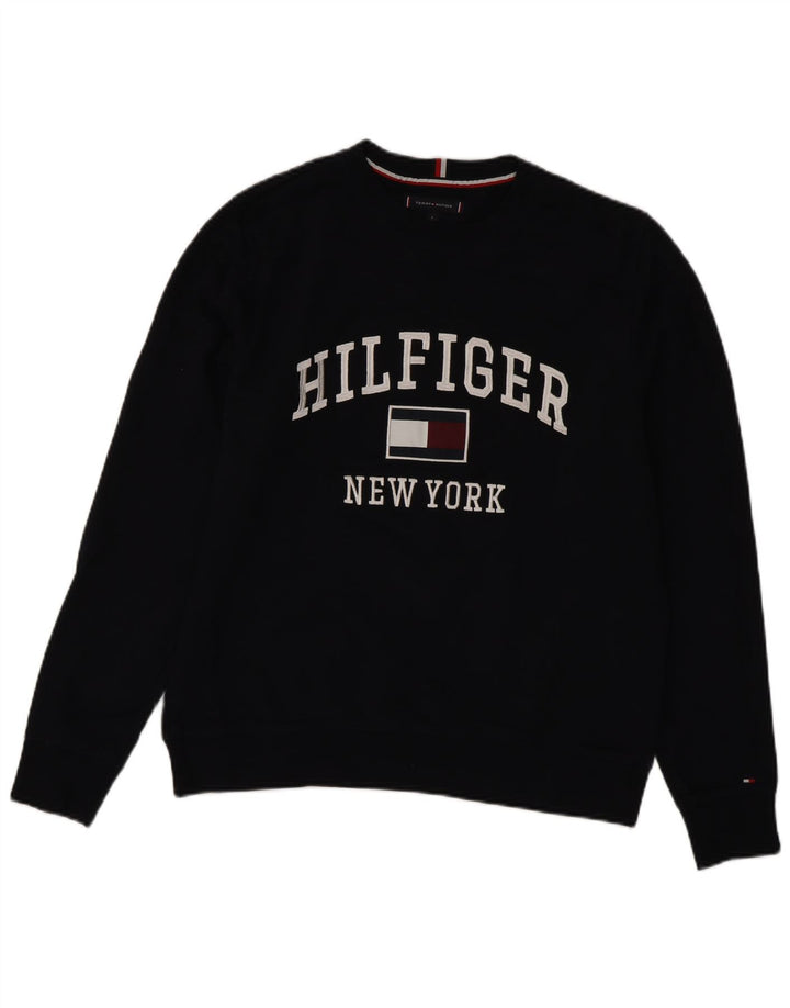 Tommy Hilfiger Herre Grafisk Sweatshirt Jumper Stor Marineblå Bomuld