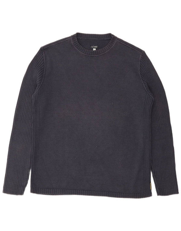 Armani Jeans Herre Jumper Sweater med rund hals XL marineblå bomuld