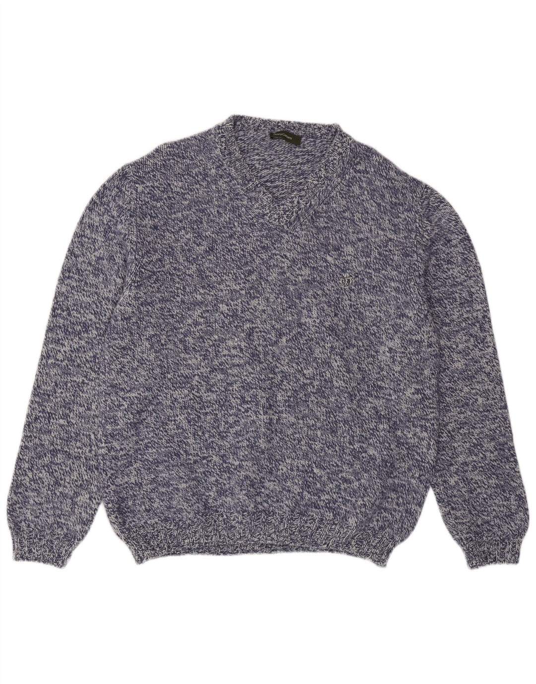 Henry Cottons Herre V-hals sweater Medium Navy Blue Flecked