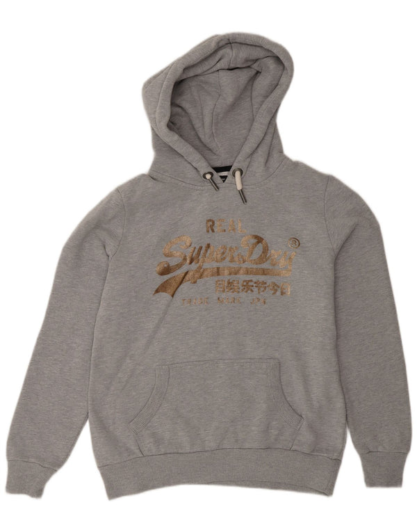 Superdry Womens Graphic Hoodie Jumper UK 12 medium Grey