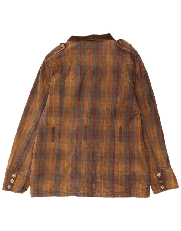 Toggi Military Jacket til kvinder UK 16 Stor brun ternet bomuld