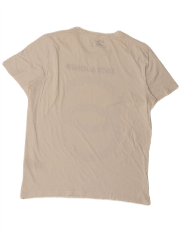 Jack & Jones Herre Regular Fit Grafisk T-shirt Top Medium Hvid Bomuld