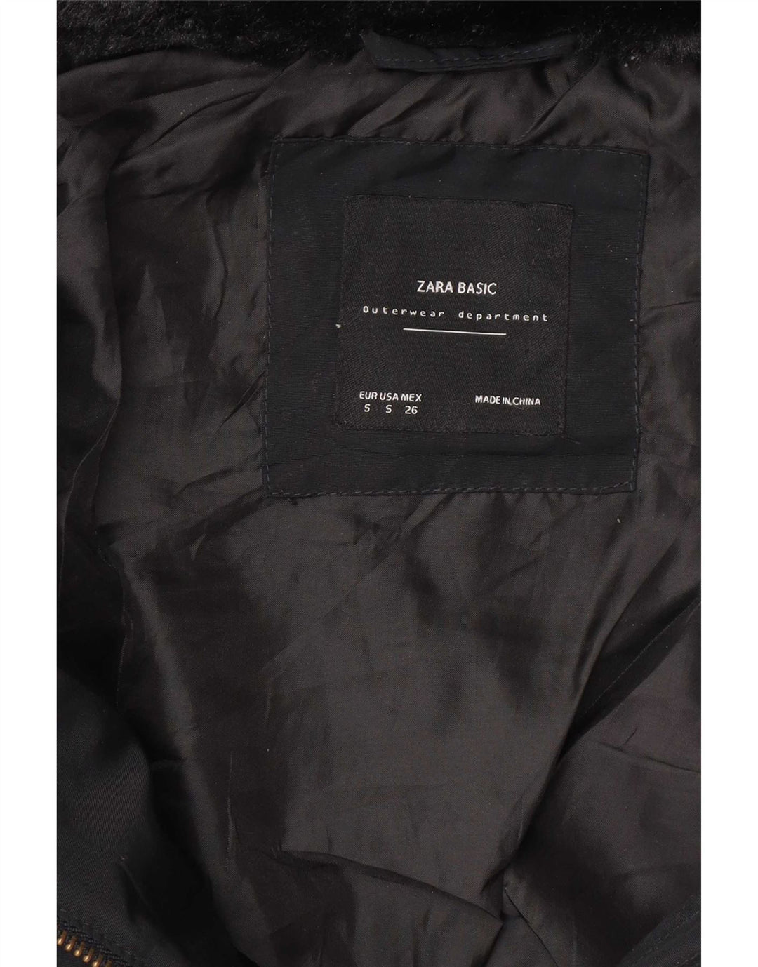 Zara Dame Crop Hooded Polstret Jakke UK 10 Small Black