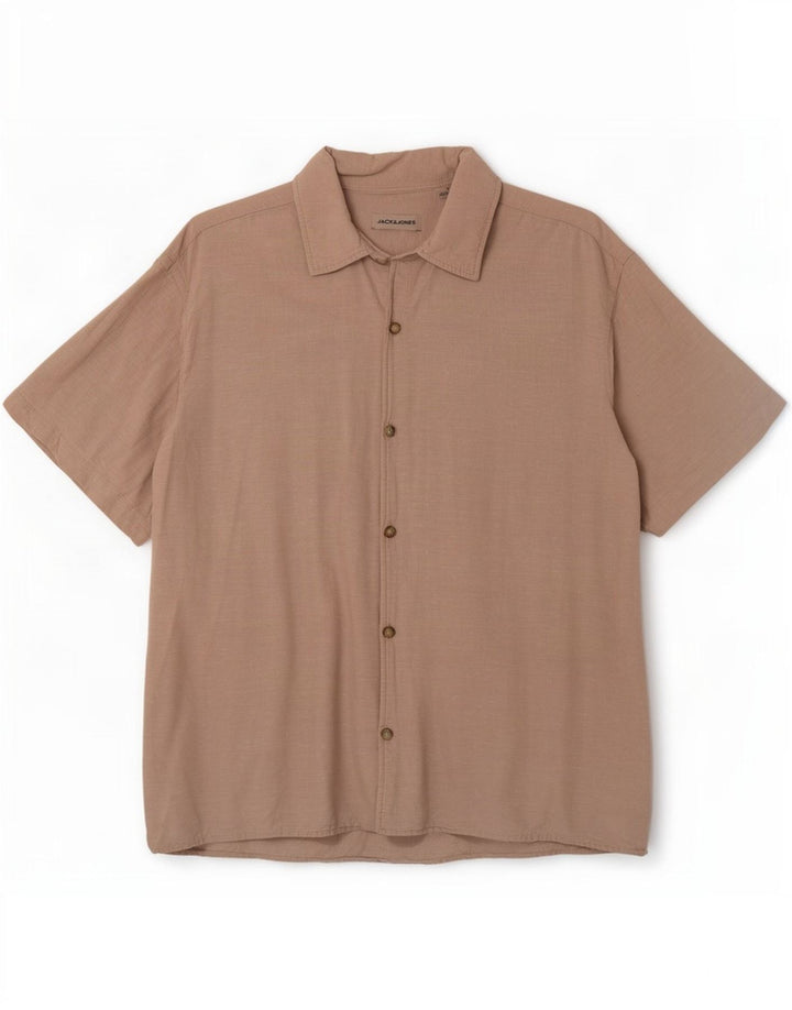 Jack & Jones kortærmet herreskjorte 3XL beige bomuld